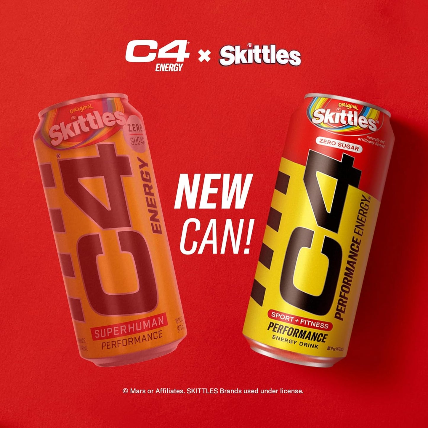 Cellucor C4 Skittles Flavor Energy Drink, Zero Sugar, Preworkout (16 Fl Oz, 12 Pack)