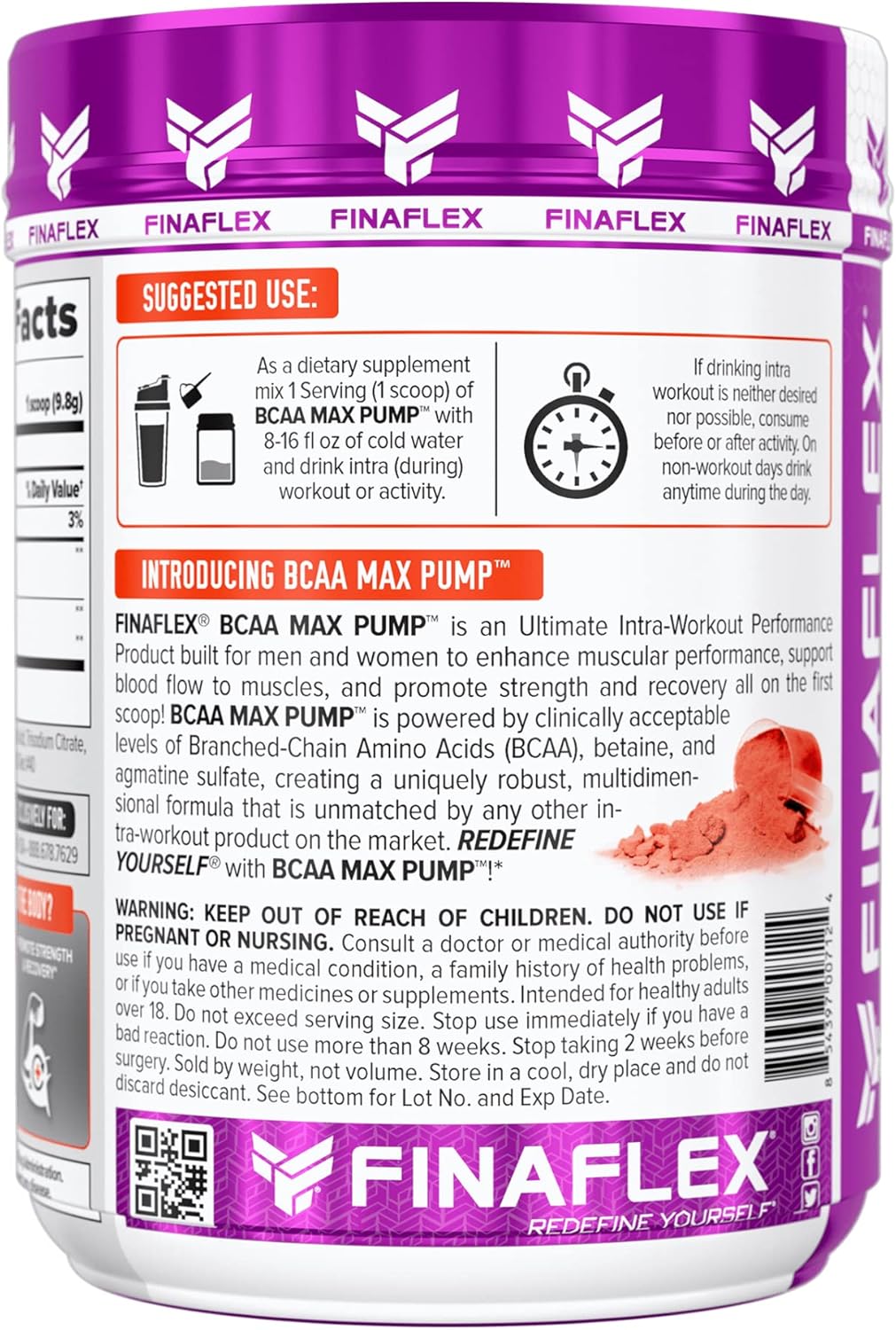 FINAFLEX BCAA MAX Pump, Peach Mango - Strength & Recovery (30 Servings)