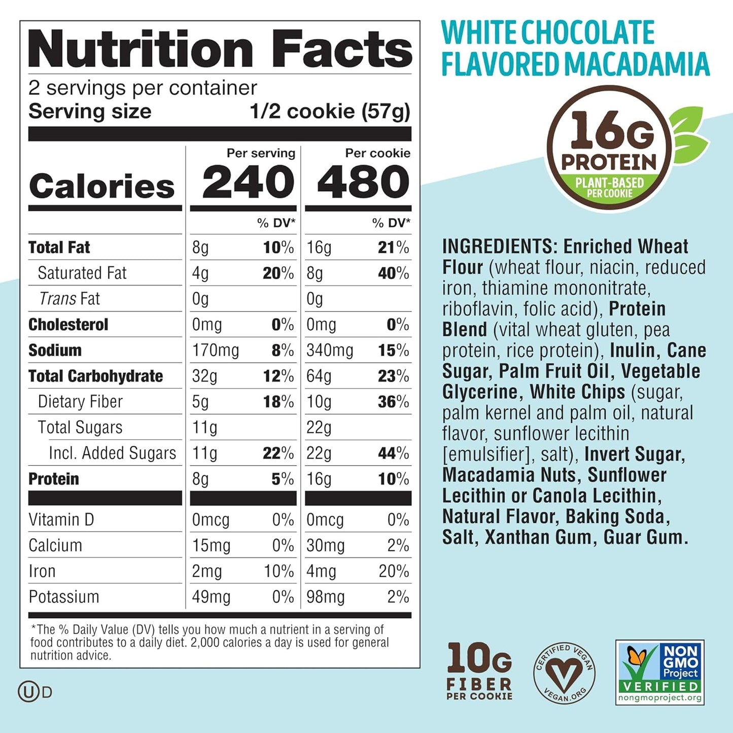 Lenny & Larry's White Chocolate Macadamia Protein Cookie, Vegan (12 Pack)