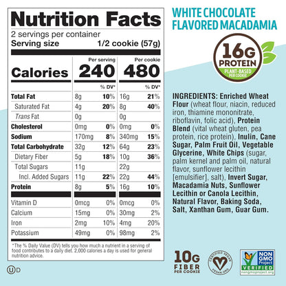 Lenny & Larry's White Chocolate Macadamia Protein Cookie, Vegan (12 Pack)
