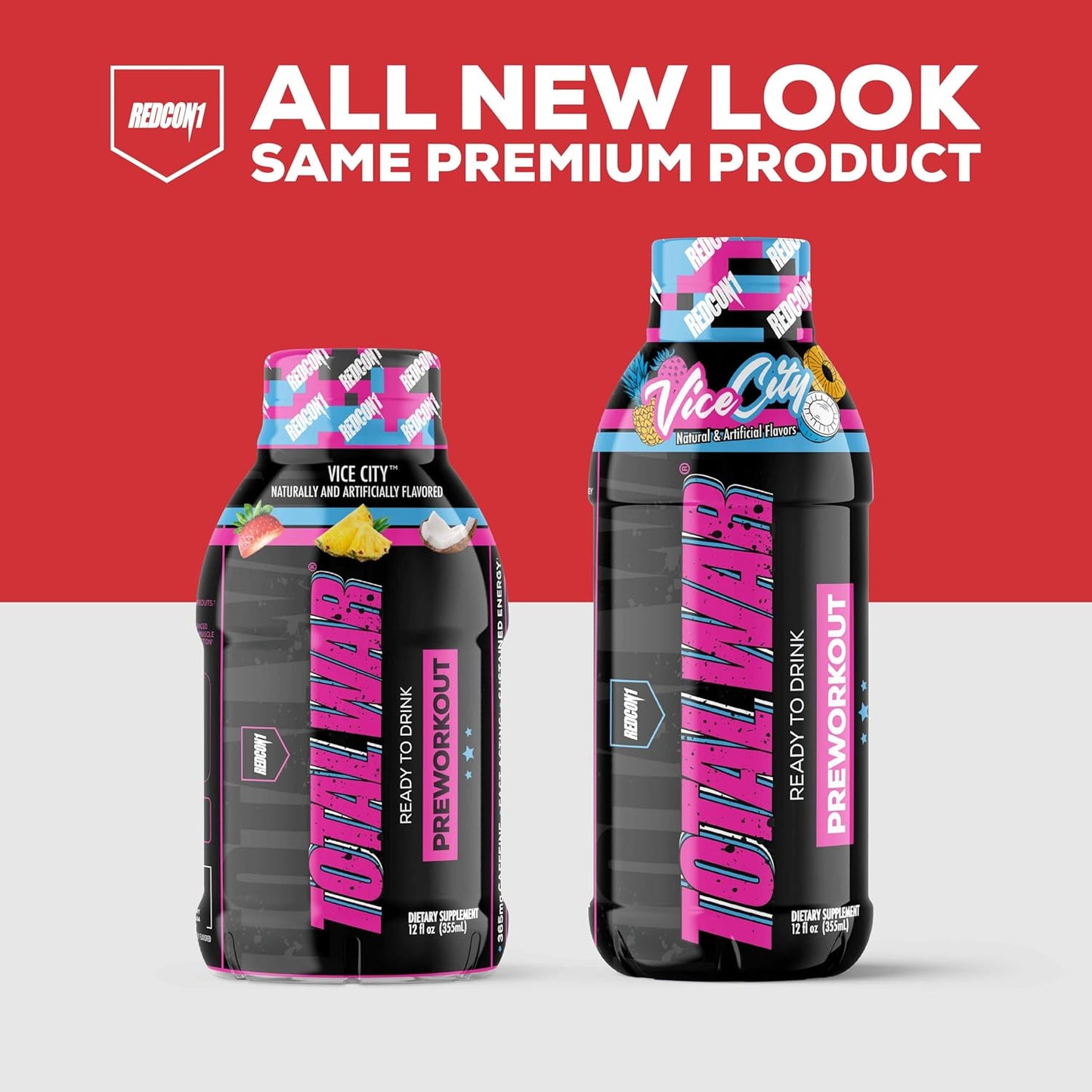 REDCON1 Total War Preworkout RTD, Vice City - 350mg Caffeine (12 Servings)