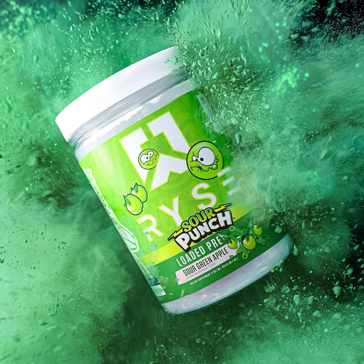 Ryse Pre-Workout Powder for Men & Women with Pumps, Energy, Focus (30 Servings, Sour Punch Green Apple)