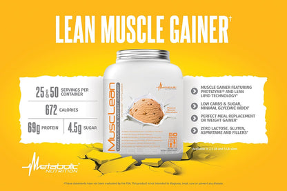 Metabolic Nutrition Musclean Whey Protein Meal Replacement, Chocolate (5lb/50 serv)