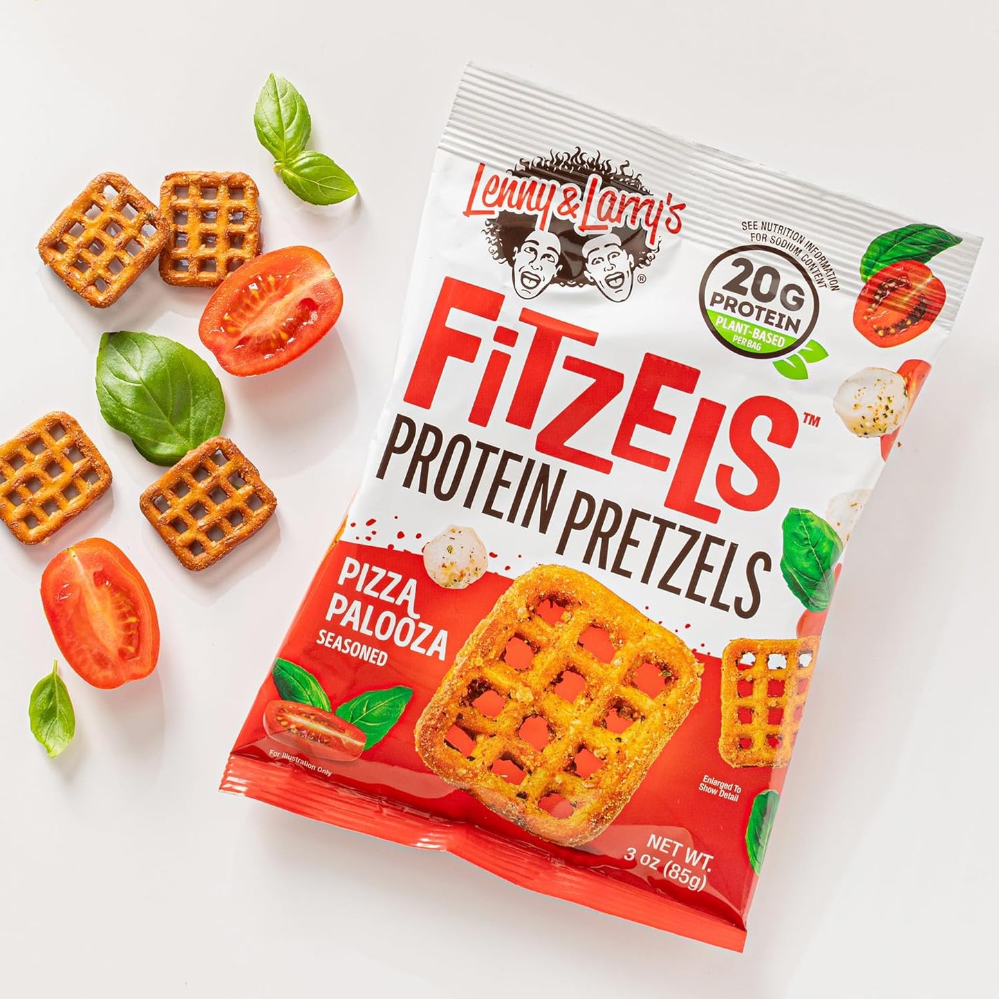 Lenny & Larry's Pizza Palooza Pretzel Snacks, Vegan, 20g Protein (8 Bags, 3oz)
