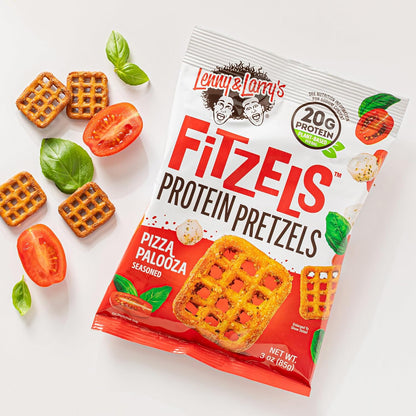 Lenny & Larry's Pizza Palooza Pretzel Snacks, Vegan, 20g Protein (8 Bags, 3oz)