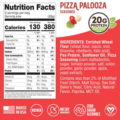 Lenny & Larry's Pizza Palooza Pretzel Snacks, Vegan, 20g Protein (8 Bags, 3oz)