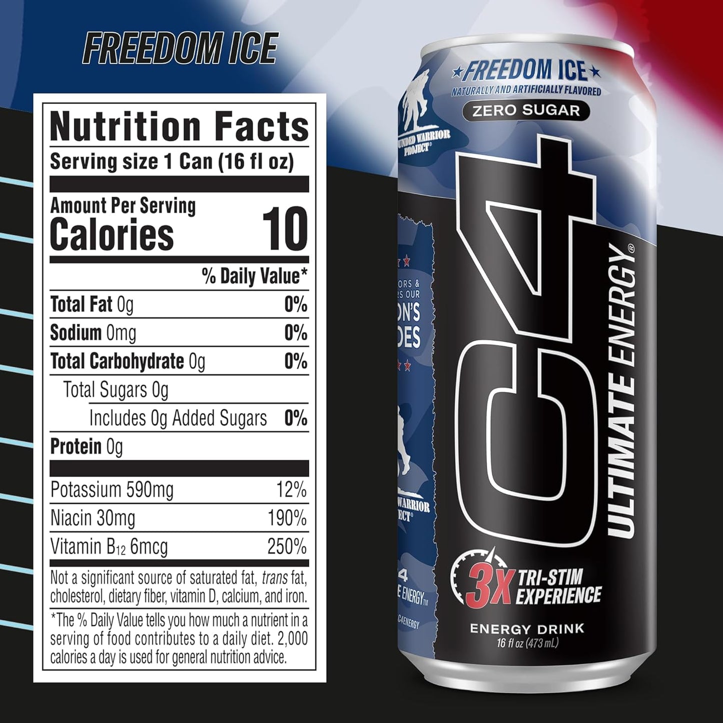 Cellucor C4 Ultimate Pre-Workout Energy Drink, Freedom Ice (16oz, Pack of 12)