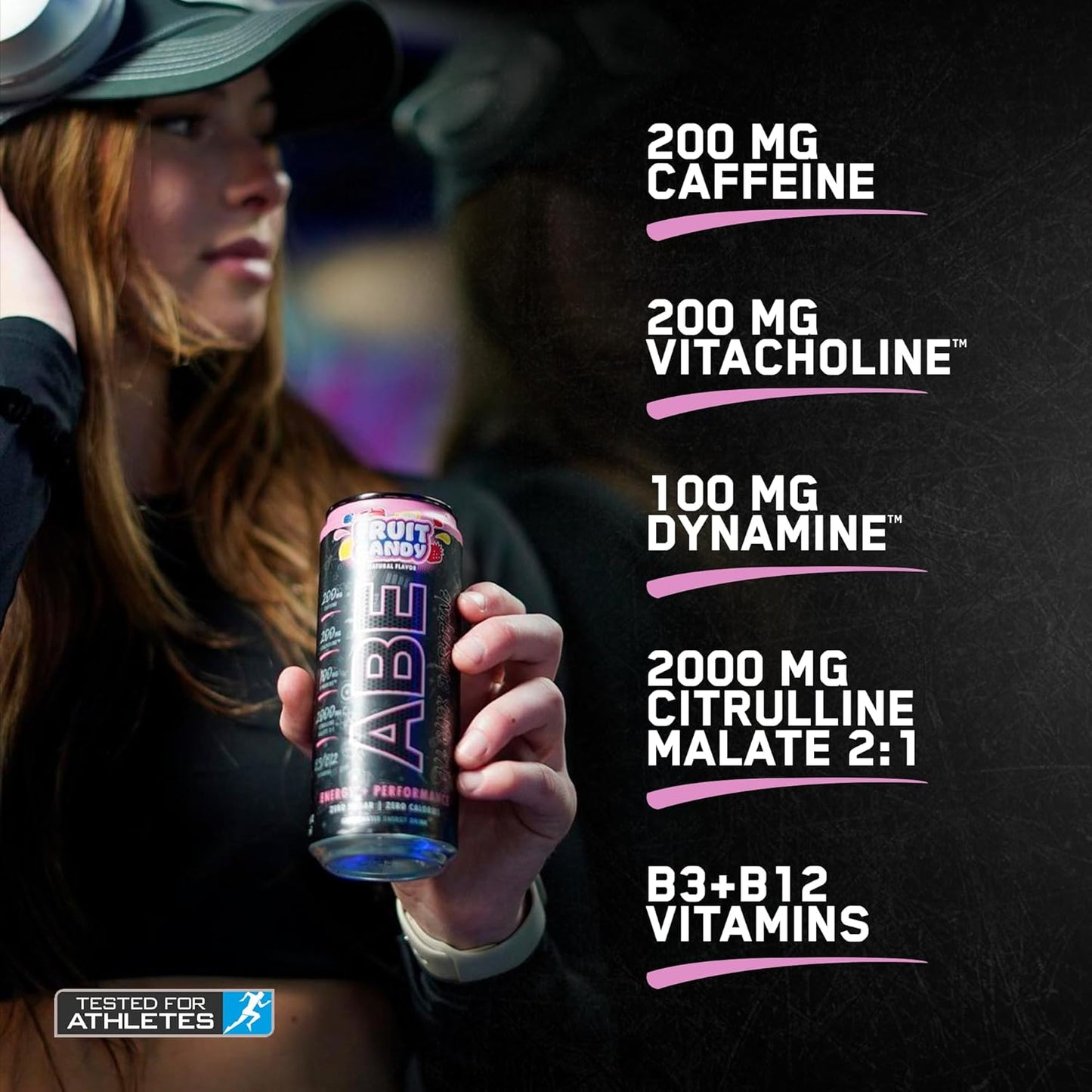 Black Sugar-Free Energy Drink, Fruit Candy Flavor (12 Pack, 200mg Caffeine)