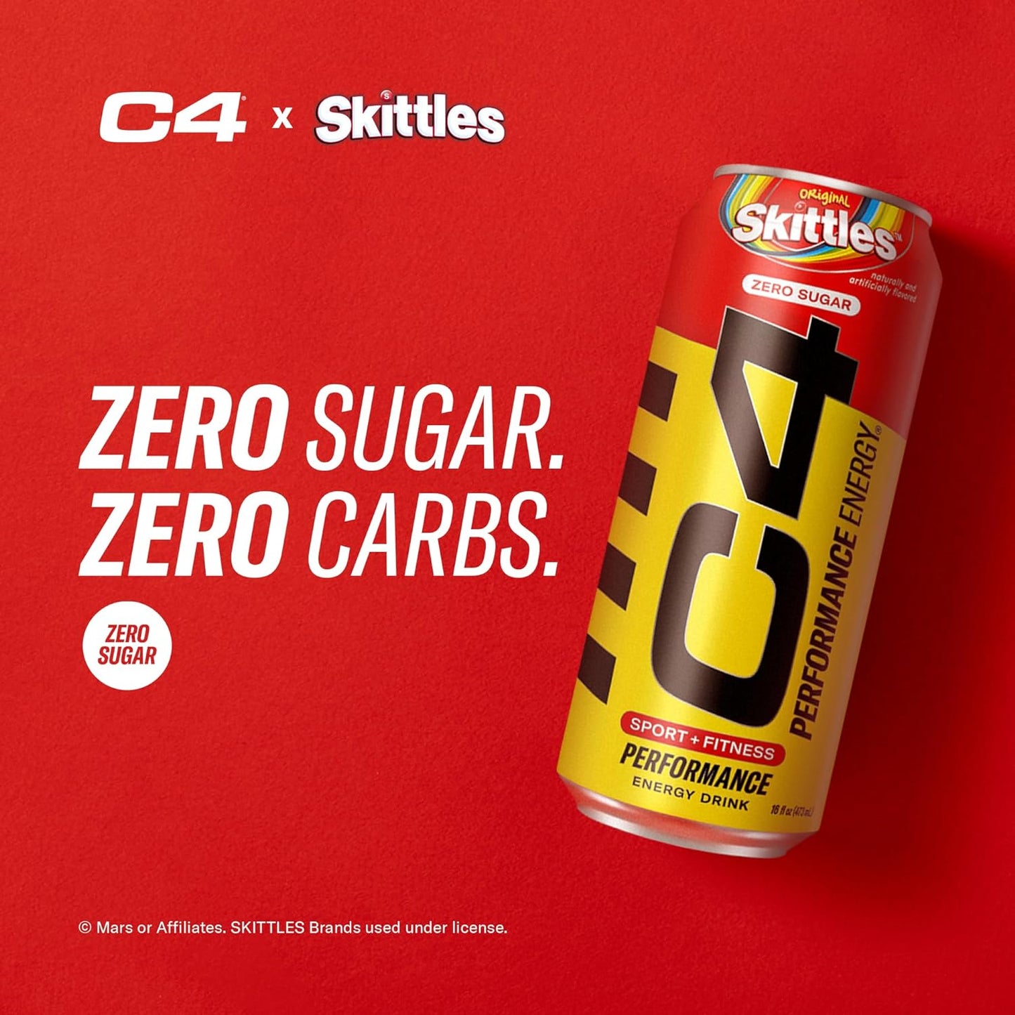 Cellucor C4 Skittles Flavor Energy Drink, Zero Sugar, Preworkout (16 Fl Oz, 12 Pack)
