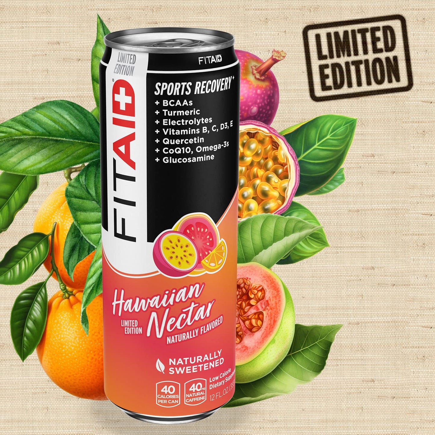 FITAID Recovery Drink, Hawaiian Nectar, BCAAs & Electrolytes (12 Pack)