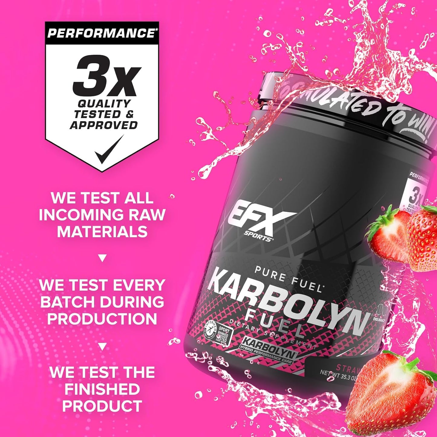 EFX Sports Karbolyn Fuel - Fast Absorbing Carb Powder for Energy & Recovery (Strawberry, 18 Servings)