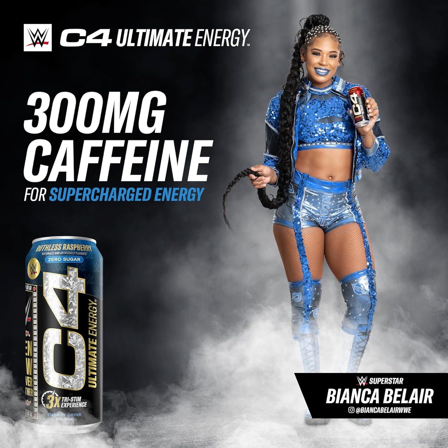 Cellucor C4 Ultimate WWE Pre-Workout Energy Drink, Ruthless Raspberry, Tri-Stim with 300mg Caffeine (16oz, Pack of 12)