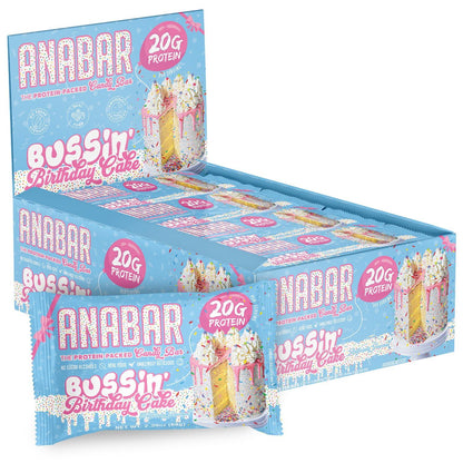 Anabar Protein Bar, 20g Protein, No Sugar Alcohols, Birthday Cake (12 Bars)