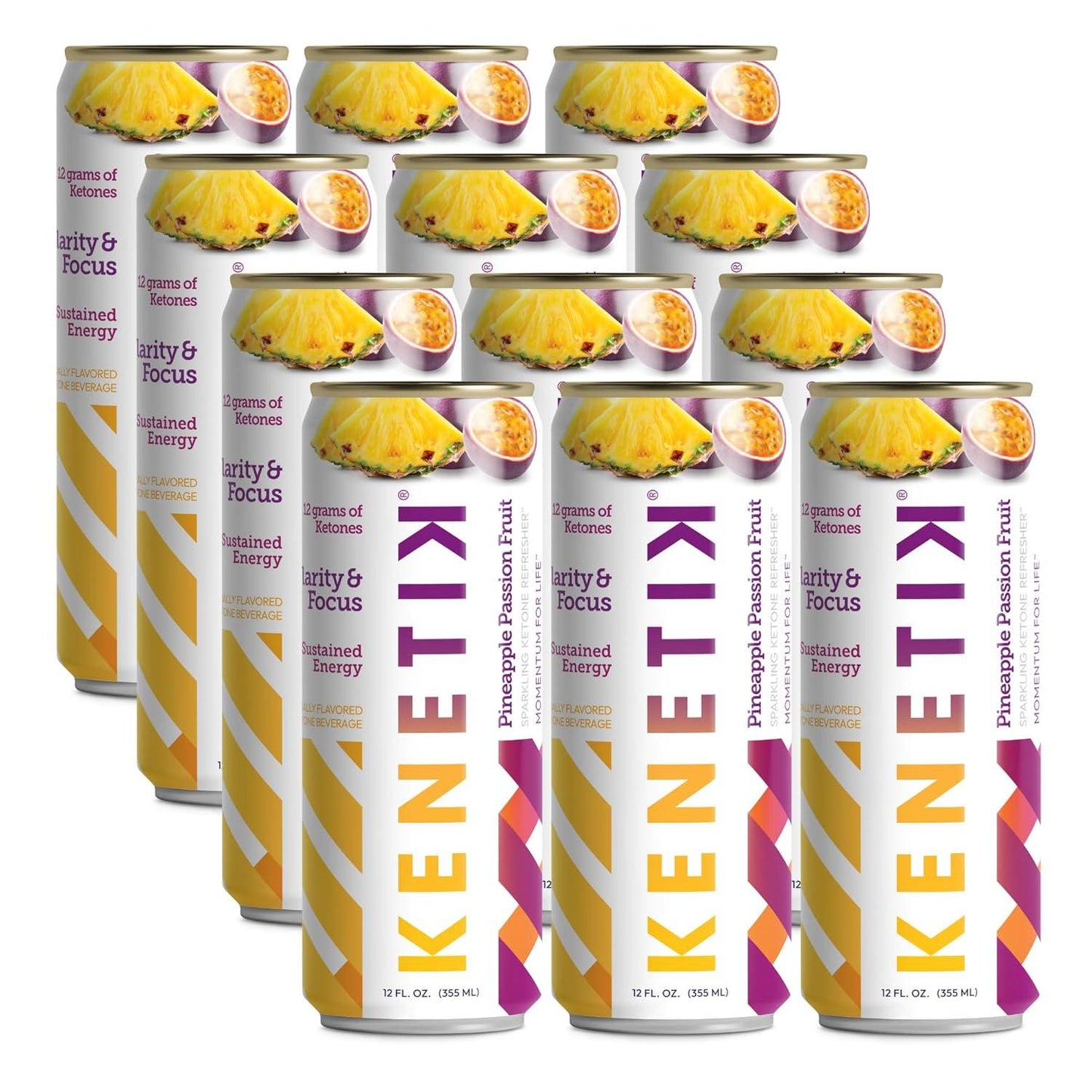 KENETIK Nootropic Ketone Drink, Energy & Focus, Pineapple Passionfruit (12 Pk)