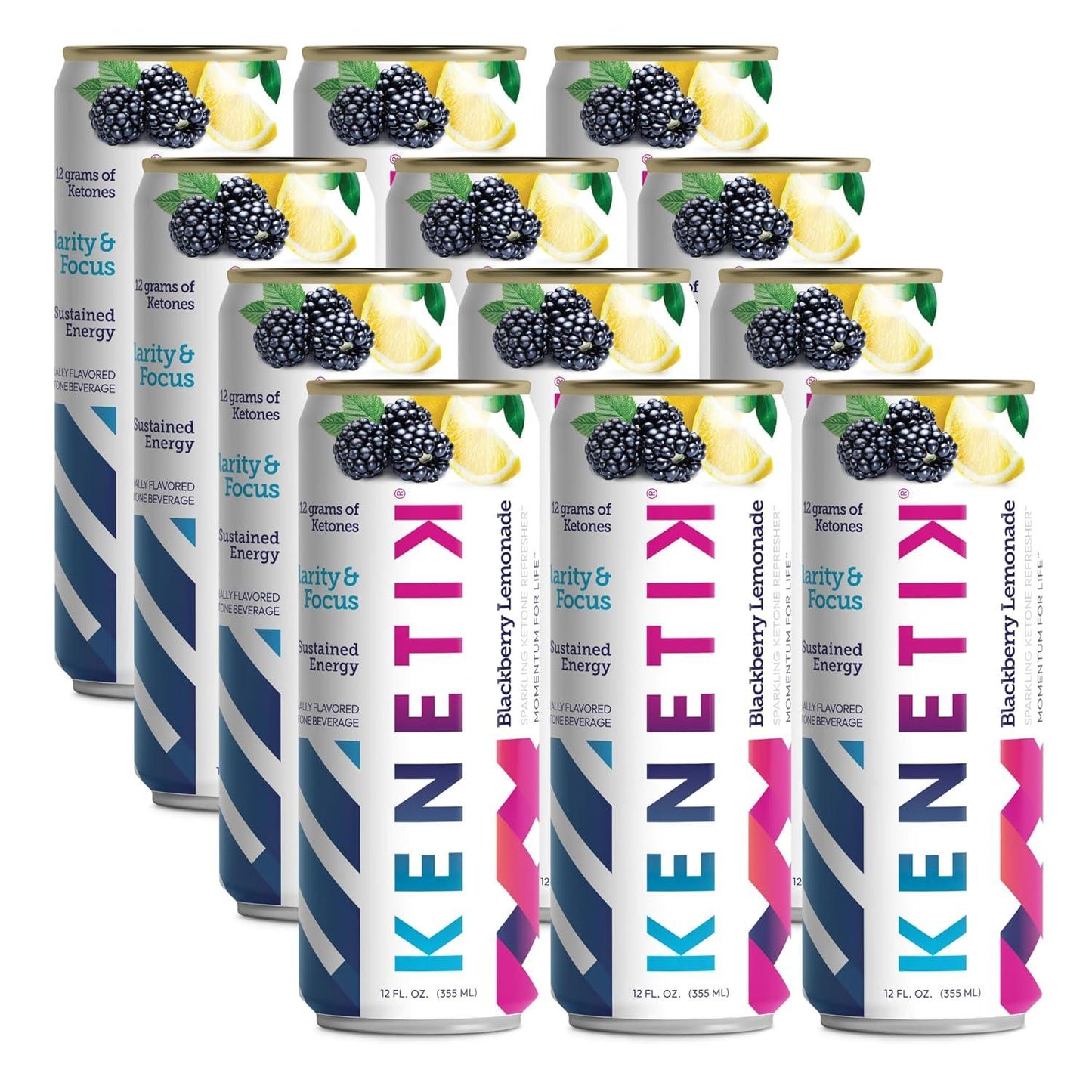 KENETIK Nootropic Ketone Drink, Energy & Focus, Caffeine-Free (12 Pack)