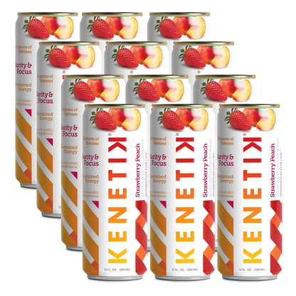 KENETIK Nootropic Ketone Drink for Energy & Focus - Strawberry Peach (12 Pk)