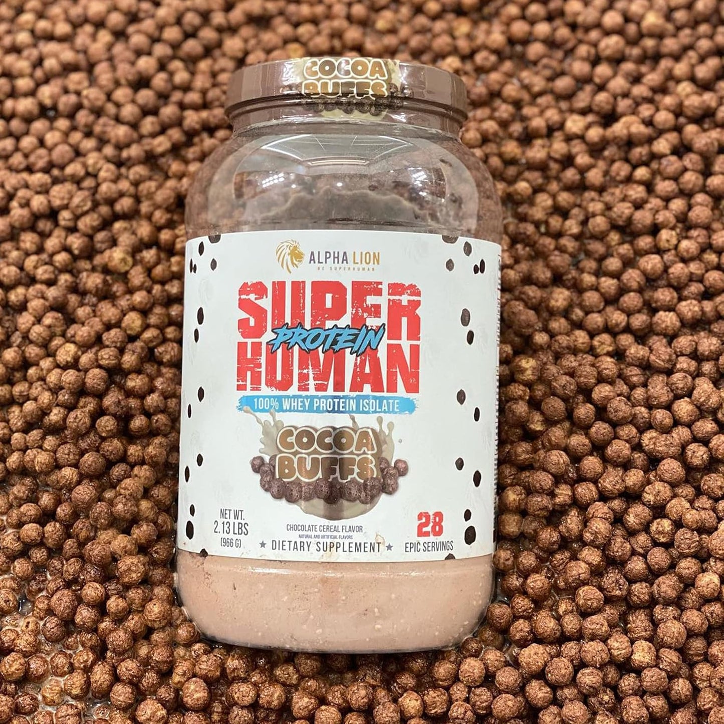 ALPHA LION Superhuman Whey Protein Powder for Muscle Recovery (Cocoa Buffs, 28 Servings)