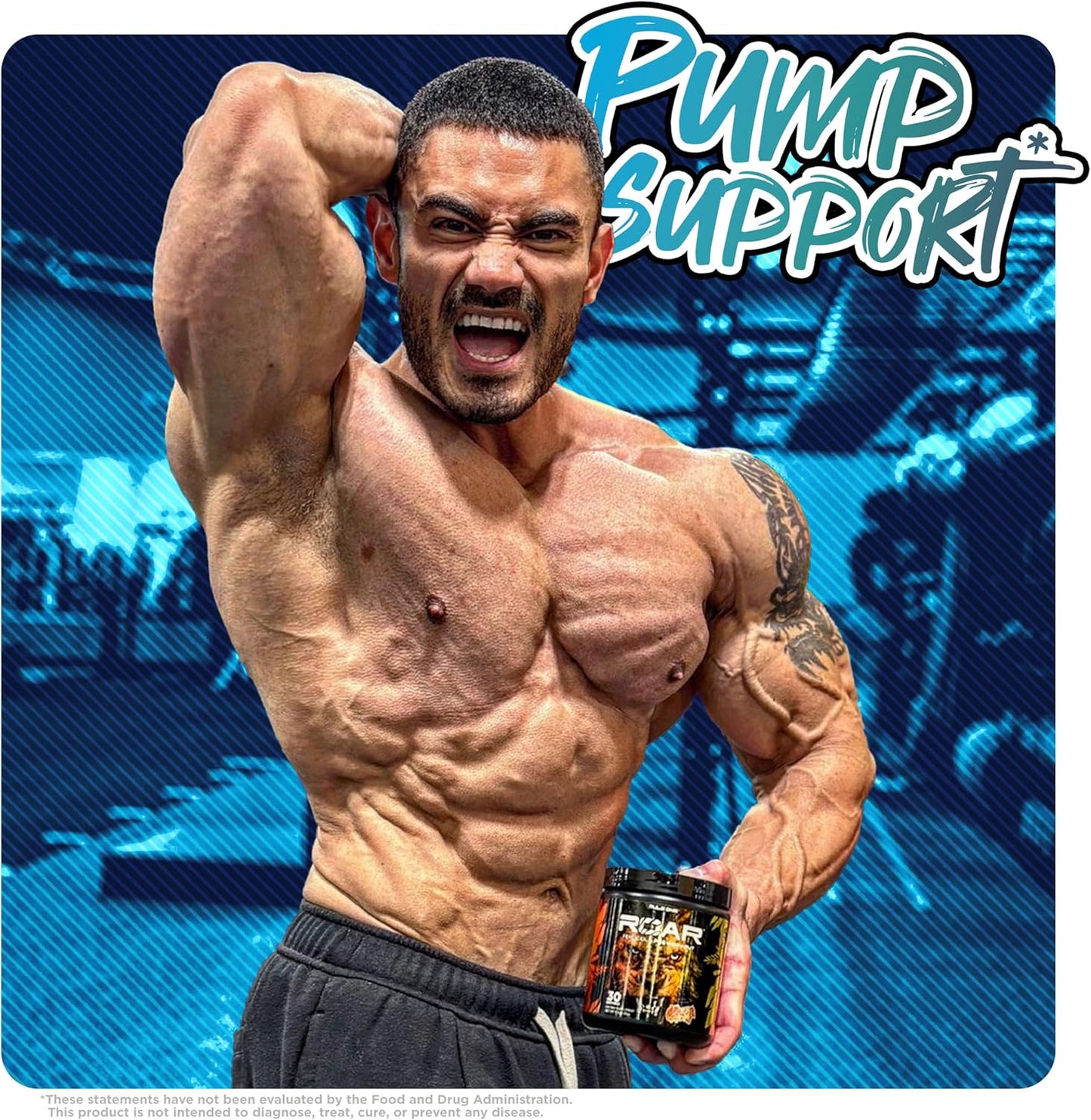 R1 Roar Pre-Workout Powder with Key Ingredients (30 Servings, Blue Razz)