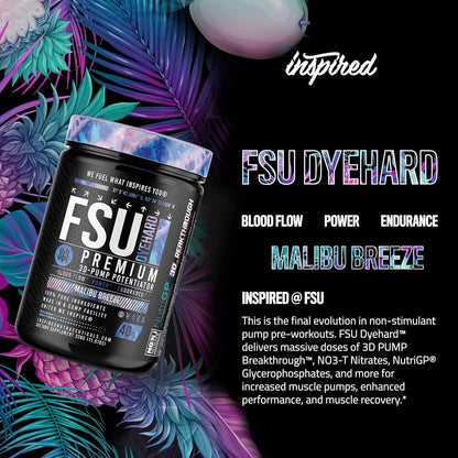 Inspired Nutraceuticals FSU DYEHARD Non-Stim Pre-Workout (Malibu Breeze)