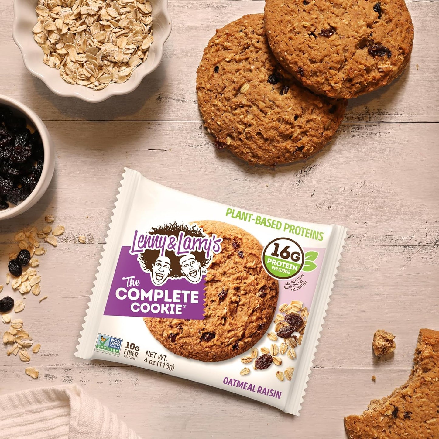 Lenny & Larry's Oatmeal Raisin Complete Cookie, Vegan, 16g Protein (12 Pack)