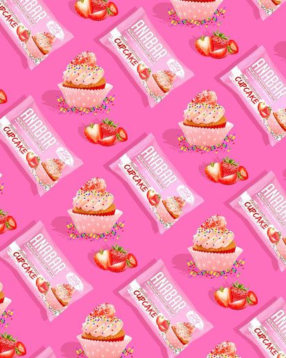 Anabar Protein Bar, 20g Protein, No Sugar Alcohols, Real Food (12 Bars, Strawberry Cupcake)