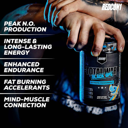 REDCON1 Total War Black Ops Preworkout, Blue Lemonade, 400mg Caffeine (20 Servings)