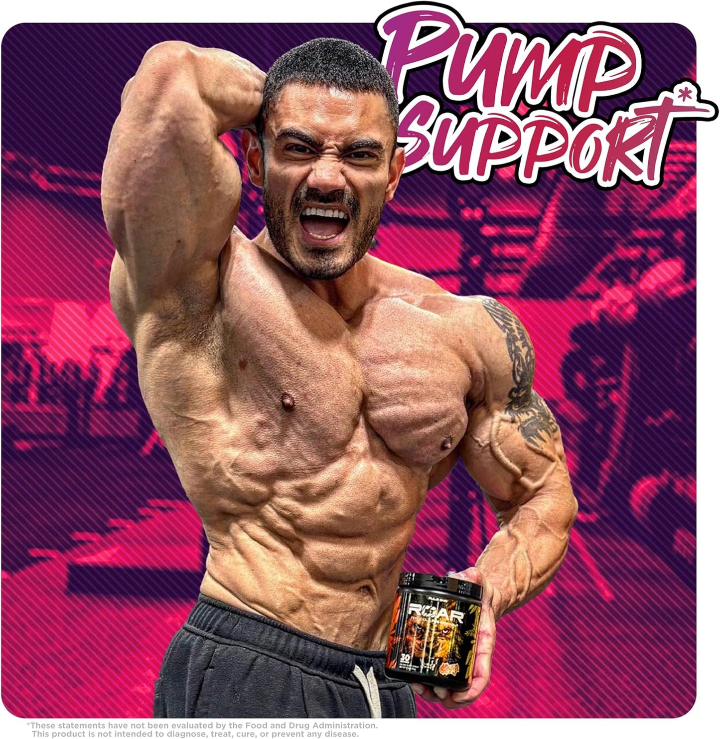 Rule 1 R1 Roar Pre-Workout Powder - Creatine, Caffeine, Electrolytes (30 Servings, Wild Grape)